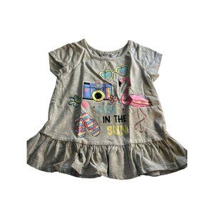 Kidtopia Girls Graphic Top Gray Multicolored Spring/Summer Size 5